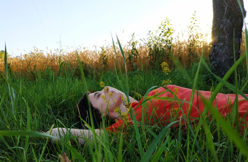 relax in un prato dell'azienda agricola sottoboschi